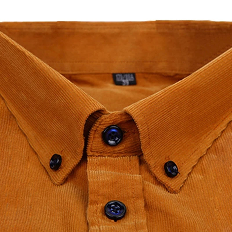 100% Cotton Men's Corduroy Shirts Long Sleeve Casual Regular Fit Business Dress Shirts  Man Comfortable Pocket Clothes 7XL 6XL