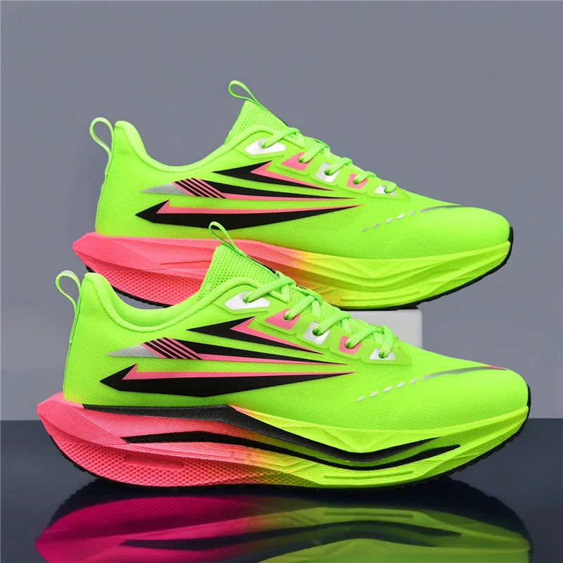 Running Shoes Carbon Board Speciality Marathon Men Sports Reticular Breathable Lightweight Women's Athletic Nonskid Sneakers New