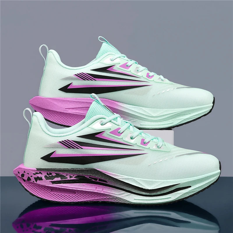 Running Shoes Carbon Board Speciality Marathon Men Sports Reticular Breathable Lightweight Women's Athletic Nonskid Sneakers New