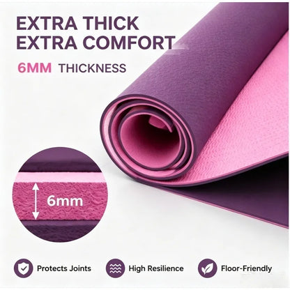 Yoga Mats Anti-slip Sport Fitness Mat Blanket Exercise Yoga Pilate Gymnastics Mat Fitness Equipment Floor Work 6MM Thick TPE